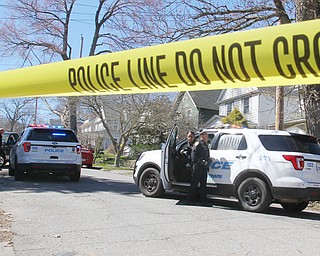 Youngstown police blocked off the crime scene in the 100 block of Tod Lane after a man was shot to death in the front yard of a North Side home.