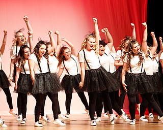 Members of Youngstown State University's Delta Zeta Sorority sing songs by Madonna during the annual Greek Sing event at Stambaugh Auditorium on Saturday evening.