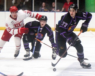 William D. Lewis The Vindicator Phantoms Matthew Barnaby(77) moves the puck past Dubuque's Dallas Tulik(26) during 4-15-19 action in Youngstown.
