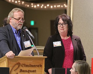  ROBERT K.YOSAY  | THE VINDICATOR..Trumbull Children Services Rising up - Moving On to honor those who have overcome problems in their life or stepped up to help children.at  CimineroÕs Banquet Hall in Niles..Executive Award Winner  Bonnie Wilson with Tim Schaffner