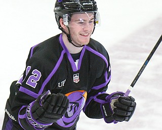 William D. Lewis The Vindicator Phantoms Phantoms Liam robertson(92) reacts after scoring a 1rst period goal during 4-16-19 playoff game.