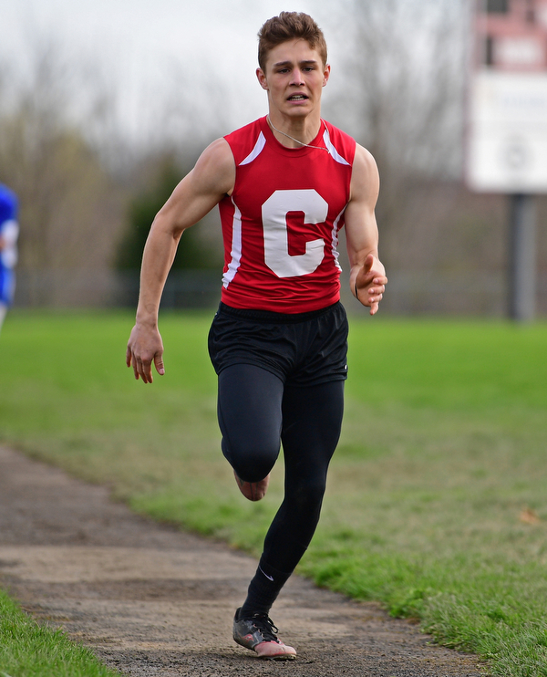 COLUMBIANA, OHIO - APRIL 16, 2019: Columbiana's Joey Bable competes during the boys long jump, Tuesday afternoon at Columbiana High School. DAVID DERMER | THE VINDICATOR