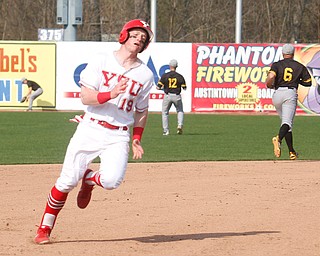 YSU's Trevor Wiersma runs to third during their second game against NKU on Thursday. EMILY MATTHEWS | THE VINDICATOR