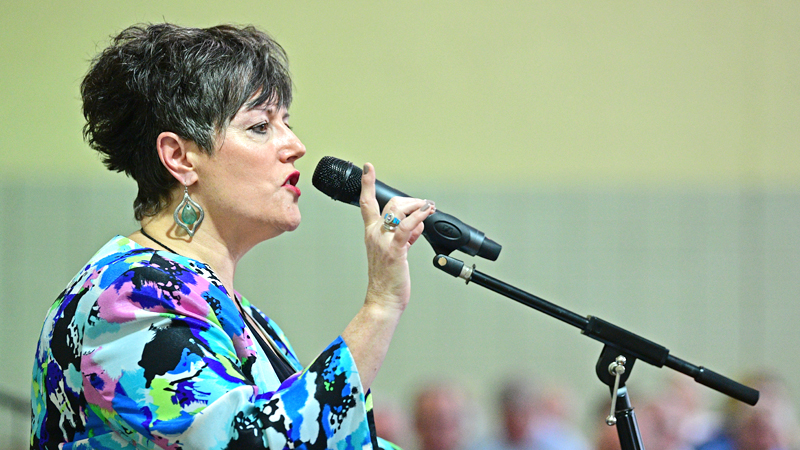 The Rev. Joy Chickonoski, pastor of Real Life Living Ministries of Boardman, was the keynote speaker at the annual Good Friday breakfast at the Central YMCA in downtown Youngstown.