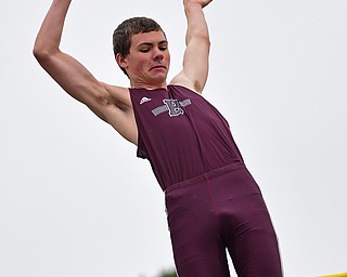 AUSTINTOWN, OHIO - APRIL 20, 2019: Boardman's Ted Anzevino competes during the boys pole vault, Saturday morning during the Mahoning County Track & Field Championship Meet at Austintown Fitch High School. DAVID DERMER | THE VINDICATOR