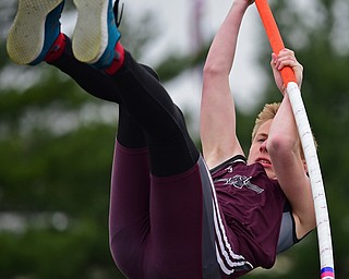 AUSTINTOWN, OHIO - APRIL 20, 2019: Boardman's Sam Cammack competes during the boys pole vault, Saturday morning during the Mahoning County Track & Field Championship Meet at Austintown Fitch High School. DAVID DERMER | THE VINDICATOR