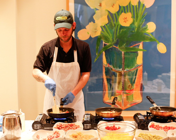 Zeke Pedrick, with Kravitz Deli, prepares omelettes at the annual Easter Brunch at Fellows Riverside Gardens on Sunday. EMILY MATTHEWS | THE VINDICATOR