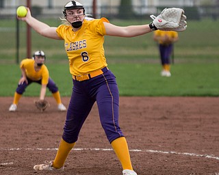 Champion's Allison Smith pitches the ball during their game against Crestview at Champion High School on Thursday. Champion won 10-0 with a mercy rule in the fifth inning. EMILY MATTHEWS | THE VINDICATOR