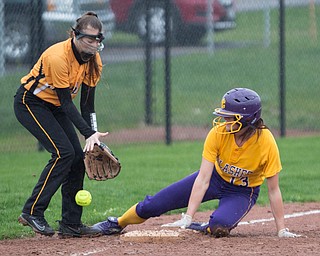Champion's Abbi Grace slides safely into third before the ball gets to Crestview's Shianna Mathes during their game at Champion High School on Thursday. Champion won 10-0 with a mercy rule in the fifth inning. EMILY MATTHEWS | THE VINDICATOR