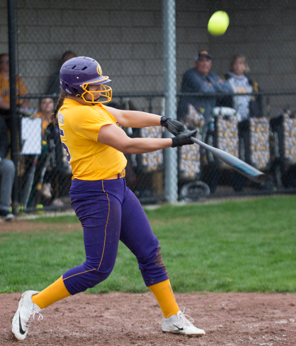 Champion's Brooklynn Whitt hits the ball during their game against Crestview at Champion High School on Thursday. Champion won 10-0 with a mercy rule in the fifth inning. EMILY MATTHEWS | THE VINDICATOR