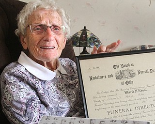 Marie Rossi Vross from Niles was the only woman in her 1947 graduation photo from the Cleveland College of Mortuary Science. The large, framed item was for sale in a Connecticut shop and its buyer, Krysten Civitelli, looked into who the woman is — eventually sending the photo to Vross,  now 92, who retired in 2001 after a 50-plus year career as a funeral director.
