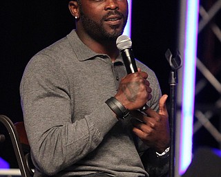 Michael Vick spoke at  the Mens Rally in the Valley on Saturday morning at the Covelli Center in downtown Youngstown.   Dustin Livesay  |  The Vindicator  4/27/19 Covelli Center