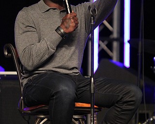 Michael Vick addressed protestors at  the Mens Rally in the Valley on Saturday morning at the Covelli Center in downtown Youngstown.   Dustin Livesay  |  The Vindicator  4/27/19 Covelli Center