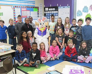 Neighbors | Jessica Harker.Students in Heidi Thompson's first grade class posed with the Easter Bunny April 12 for the annual PTA sponsored event.