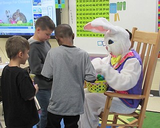 Neighbors | Jessica Harker.The Easter Bunny handed out treats to first graders in Heidi Thompson's class at Austintown Elementary School April 12.
