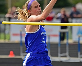 CORTLAND, OHIO - MAY 2, 2019: Maplewood's Madison Murry competes during the girls high jump, Thursday afternoon during the Trumbull County Track Meet at Lakeview High School. DAVID DERMER | THE VINDICATOR