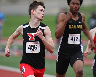 William D. Lewis the Vindicator YSU's Cody Sikora looks over his shoulder as he heads to finish of 800.