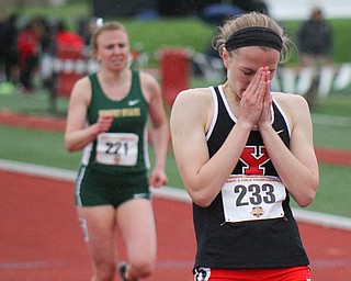 William D Lewis The Vindicator  YSU's #233 Iva Domitrovich  says a prayer at the end of 800.