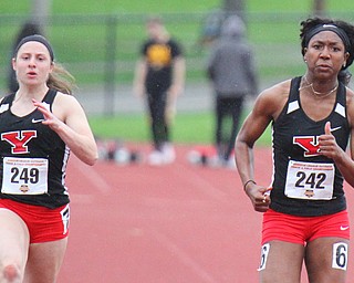 William D. Lewis The vindicator YSU's Antonelle Lamonica(249) and Suerethia Henderson(242) during 100.
