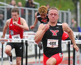 William D. Lewis The Vindicator Chad Zallow during 100 hurdles.