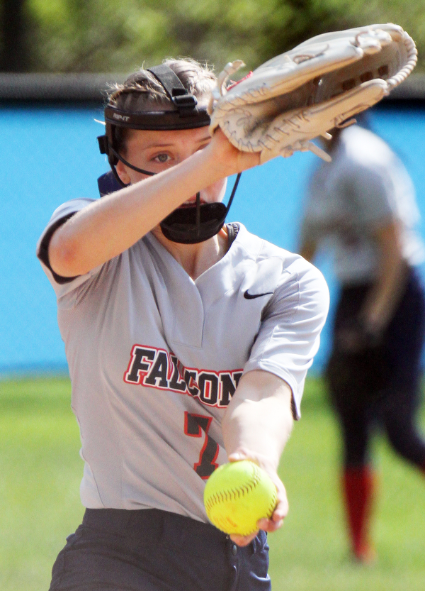 William D. Lewis The VindictorFitch pitcher Lydia Splading(7) delivers during 5-6-19 action with mooney.