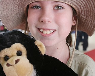 Second-grader Abigail Surack impersonates noted anthropologist Jane Goodall for Austintown Elementary School’s Wax Museum Day on Monday.