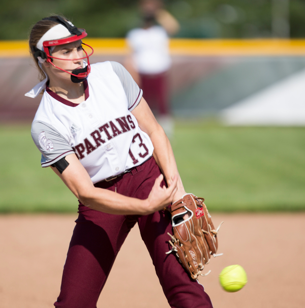 Boardman's Madison Lester pitches during their game against Canfield on Wednesday. Boardman won 6-0. EMILY MATTHEWS | THE VINDICATOR