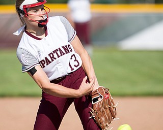 Boardman's Madison Lester pitches during their game against Canfield on Wednesday. Boardman won 6-0. EMILY MATTHEWS | THE VINDICATOR