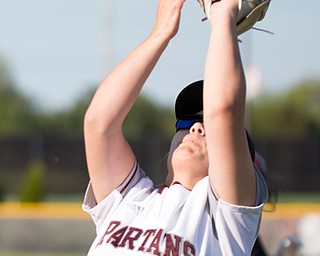 Boardman's Brooke Hoffman catches a fly ball during their game against Canfield on Wednesday. Boardman won 6-0. EMILY MATTHEWS | THE VINDICATOR