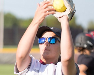 Boardman's Brooke Hoffman catches a fly ball during their game against Canfield on Wednesday. Boardman won 6-0. EMILY MATTHEWS | THE VINDICATOR