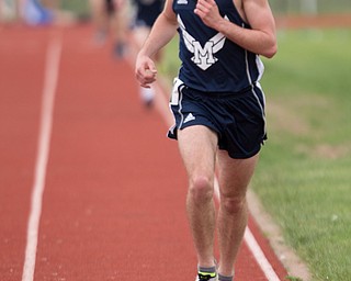 McDonald's Connor Symbolik finishes in first for the Boys 3200 Meter Run at the Mahoning Valley Athletic Conference High School League Championship Meet at Western Reserve High School on Thursday. EMILY MATTHEWS | THE VINDICATOR