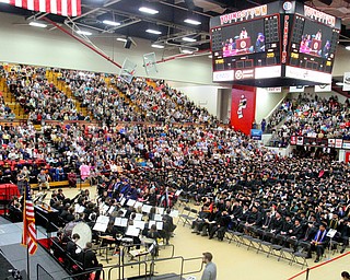 William D. Lewis the Vindicator  YSU pres Jim Ressel speaks during 5-10-19 morning commencement