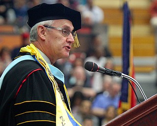 William D. Lewis the Vindicator  YSU pres Jim Tressel speaks during 5-10-19 commencement.