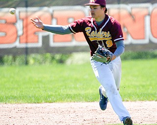 South Range's Jake Gehring bobbles the ball during their game against Springfield on Saturday at Springfield High School. Springfield won in the 10th inning 9-8. EMILY MATTHEWS | THE VINDICATOR