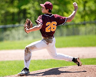 South Range's Dylan Dominguez pitches the ball during their game against Springfield on Saturday at Springfield High School. Springfield won in the 10th inning 9-8. EMILY MATTHEWS | THE VINDICATOR