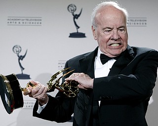 In this Sept. 13, 2008, file photo, actor Tim Conway poses with his award for Outstanding Guest Actor in a Comedy Series for his work on "30 Rock" in the press room at the Creative Arts Emmy Awards in Los Angeles. Conway, the stellar second banana to Carol Burnett who won four Emmy Awards on her TV variety show,  died Tuesday morning after a long illness in Los Angeles.