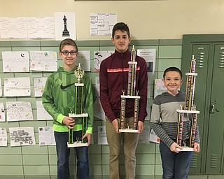 Neighbors | Submitted.Boardman Glenwood Junior High School recently completed its annual seventh-grade chess tournament. Pictured are, from left, runner up Donovan Angelo, school champ Sava Crnjak and third place winner Brennan Gorby.
