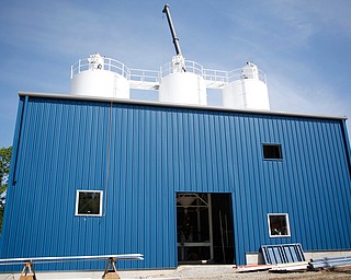 A building that houses new silos is part of the renovations at the Aqua Ohio water plant in Poland. EMILY MATTHEWS | THE VINDICATOR