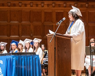 Valedictorian Abigail Long gives her commencement address at the Class of 2019 Hubbard High School commencement held at Stambaugh Auditorium on Wednesday night.
