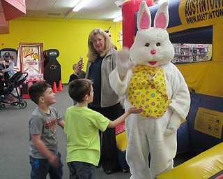 Neighbors | Jessica Harker .The Easter Bunny greeted children April 20 at the Austintown Bounce annual Easter Extraviganza event.