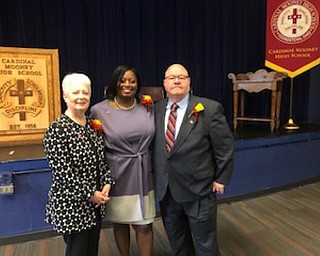 Neighbors | Submitted.Cardinal Mooney High School celebrated its 2019 Distinguished Alumni, from left, Barbara L. Burgnaux (’66), E. Jewelle Johnson (’90) and Joseph S. Rosky (’73) at a ceremony at the school on April 12 and again at the Celebrate Mooney Auction on April 13.