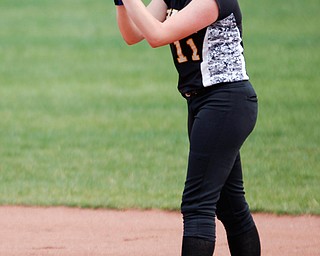 Bristol's Kendyl Switzer cheers on second during their game against Hillsdale at Firestone Stadium in Akron on Thursday. EMILY MATTHEWS | THE VINDICATOR