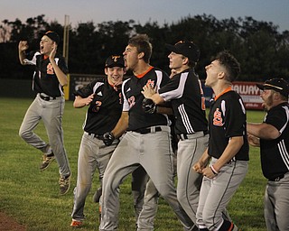 Springfield cleared their bench to celebrate a walk off win against Warren JFK at Cene Park in Struthers on Thursday night.   Dustin Livesay  |  The Vindicator  5/23/19  Cene Park.