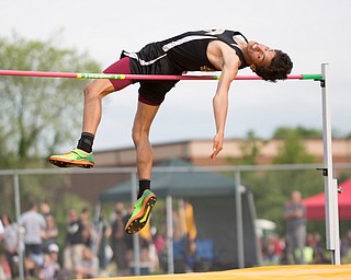 Windham's Aaron Blevins finishes in second in the boys high jump during the Division III regional track meet at Massillon Perry High School on Friday. EMILY MATTHEWS | THE VINDICATOR