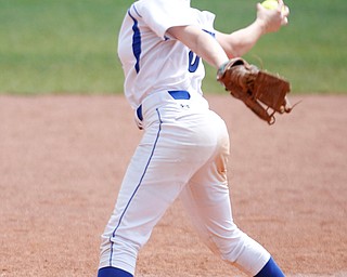 Poland's Ashley Wire pitches the ball during their Division II regional final game against Crestwood at Firestone Stadium in Akron on Saturday. EMILY MATTHEWS | THE VINDICATOR