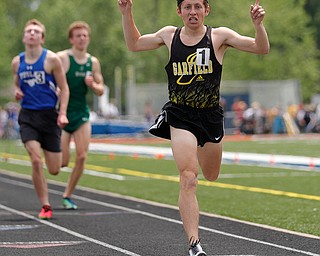 AUSTINTOWN, OHIO - May 25, 2019: Track & Field  D2 Region at Austintown-Fitch High School. .Boys 1600m. Garfield's Tyler Klouda crosses the line in 1st, Photo by MICHAEL G. TAYLOR | THE VINDICATOR