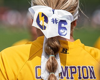 DIANNA OATRIDGE | THE VINDICATOR  Champion's Allison Smith sports a personalized hair bow for the Division III Regional Final against Northwestern on Saturday in Massillon.