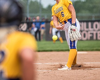 DIANNA OATRIDGE | THE VINDICATOR  Champion's Allison Smith (6) fires a pitch to catcher Gabby Hollenbaugh during their 3-0 victory against Northwestern in the Division III Regional Final on Saturday in Massillon.