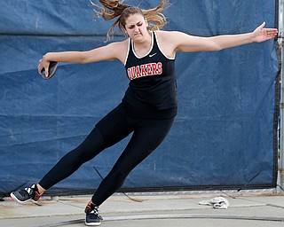 AUSTINTOWN, OHIO - May 24, 2019: Track & Field  D2 Region at Austintown-Fitch High School. .Salem's Caitlyn Marx throws the discus 142-09 feet to win. Photo by MICHAEL G. TAYLOR | THE VINDICATOR