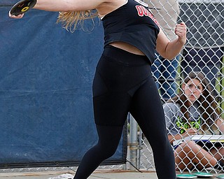 AUSTINTOWN, OHIO - May 24, 2019: Track & Field  D2 Region at Austintown-Fitch High School. .Salem's Caitlyn Marx throws the discus 142-09 feet to win. Photo by MICHAEL G. TAYLOR | THE VINDICATOR